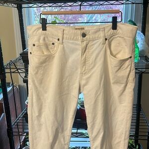 White corduroy slim fit pants